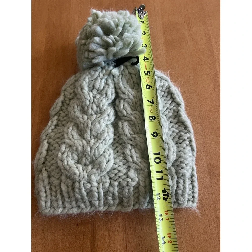 Roxy‎ Women's Mint Green NEW Cable Knit Pom Beanie Hat Winter Fall